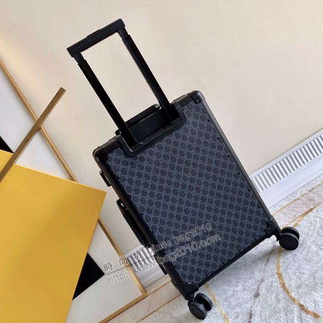 GUCCI行李箱 90046 經典雙G花料配鋁框 復古形拉箱 古馳拉杆箱xzx1087